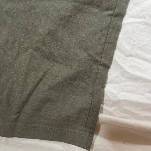 Womens Flowy Pants XL Cotton Flax Blend Olive Green Wide Leg Pockets Boho - Picture 6 of 8
